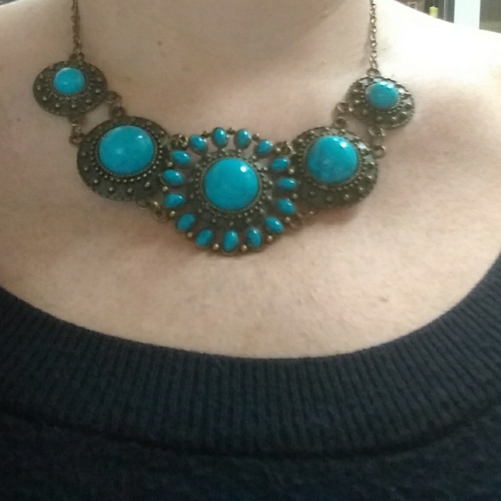 Boho turquoise necklace